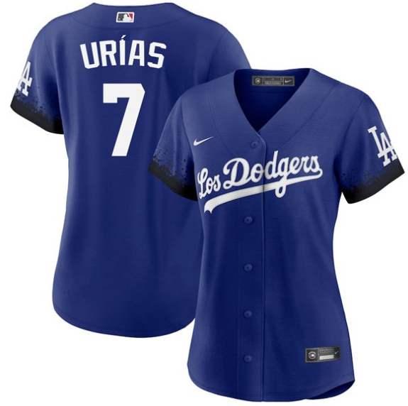 Women's Los Angeles Dodgers #7 Julio Urias 2021 Royal City Connect Cool Base Stitched Baseball Jersey(Run Small)